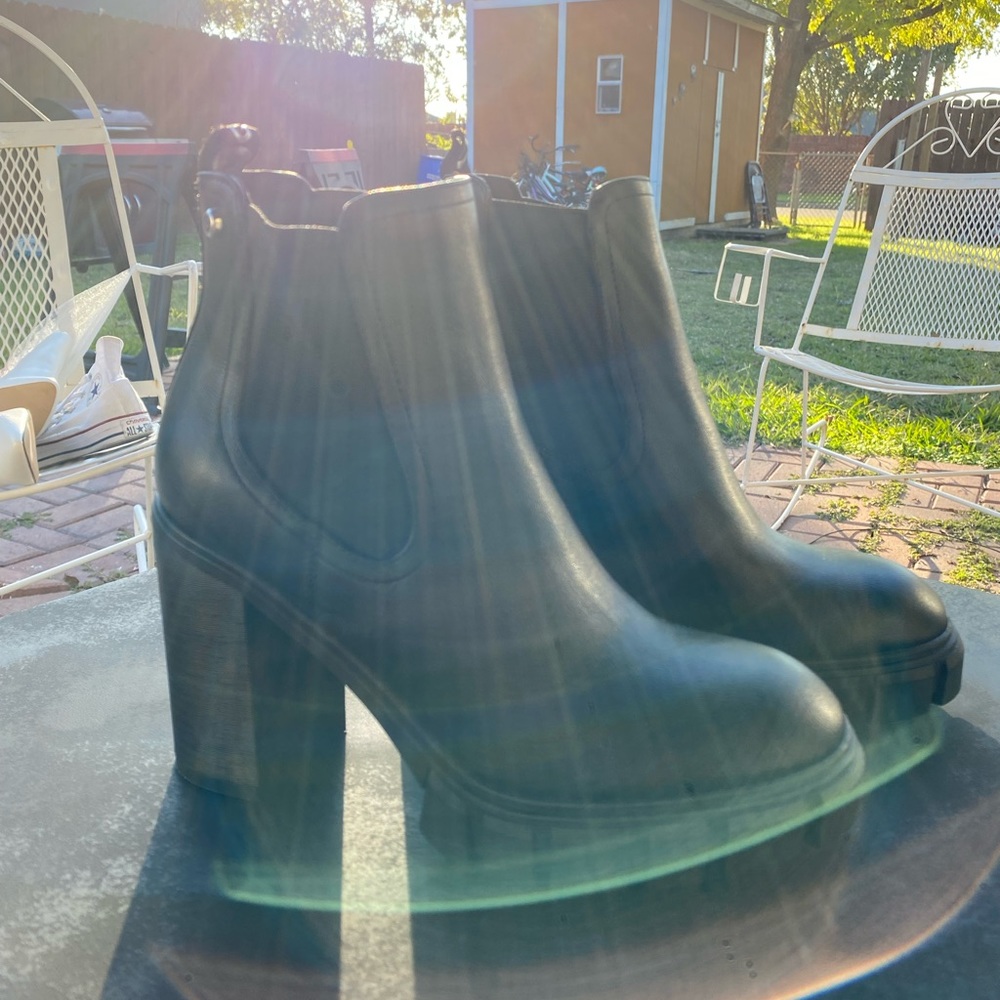 black chunky heel booties